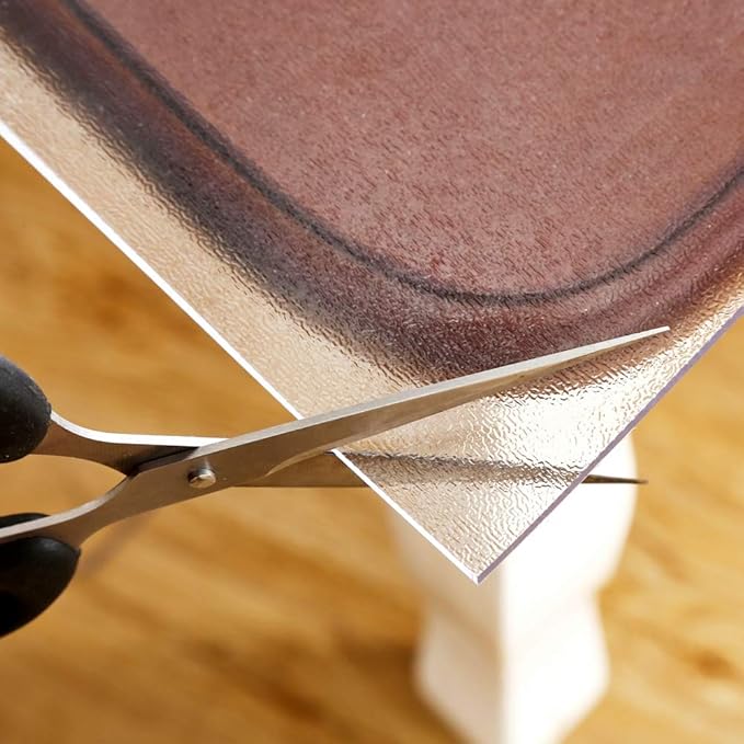 NECAUX Custom 56 x 87 Inch Frosted Table Cover Protector, 1.5mm Thick Wood Grain Transparent Table Pad Non-Slip Tablecloth Plastic Protective Pad for Dining Living Room Table Conference Table