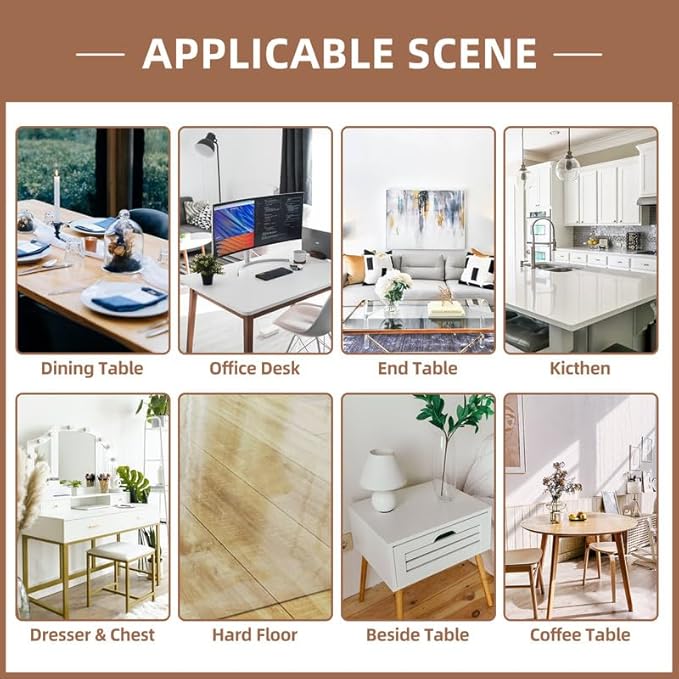 Warmstar Clear Table Cover Protector 40 x 62 Inch,1.5mm Thick Plastic Table Cover Rectangle,PVC Clear Table Protector,Desk Protector Mat for Kitchen, Dresser, Writing Desk，Dining Room Table