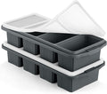 Silicone Freezer Tray With Lid - Silicone Freezer Food Molds- Large Ice Cube Tray,Silicone Freezer Container,Freeze & Store Soup, Sauce, Broth,Leftovers - Makes 4 Perfect 1 Cup