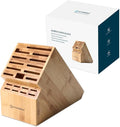 KITCHENDAO Deluxe 20 Slot Bamboo Knife Block Block without Knives, Countertop Butcher Block Kitchen Knife Stand, Hold Multiple Large Blade Knives, Wider Slots for Easier Storage