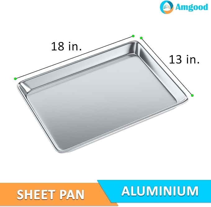 Pack of 6 | 13 in. x 18 in. Half Size Aluminum Bun. / Sheet Pan | Ideal for baking, roasting, cooling, prepping, or storing - a must-have in restaurants, bakeries, and busy kitchens.
