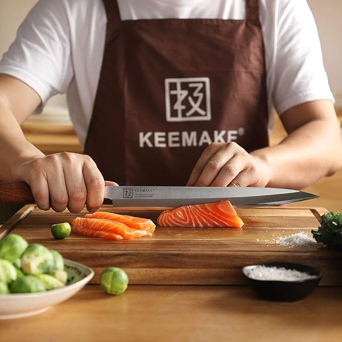 KEEMAKE Sashimi Sushi Knife Japanese - 9.5 inch Yanagiba Knife Japanese VG10 Stainless steel Single Bevel Blade, Perfect Rosewood Handle Filleting & Slicing Knives