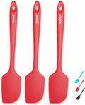 3 Pack Large Silicone Spatula for Kitchen,600°F Heat resistant Rubber Spatulas for Baking,Cooking, Scraping,and Mixing,Non Stick Kitchen Utensils, BPA Free, 11.2 IN, Red