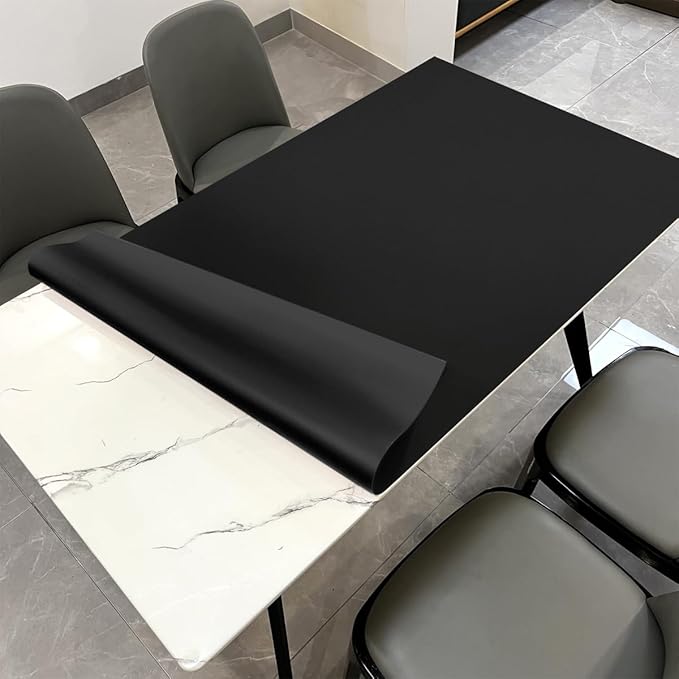 Leather Table Cover,1.8mm Thick,40x60 Inch Table Protector,Table Protector for Dining Room Table,Table Pads for Dining Room Table Rectangular.(Black+Black,40x60)