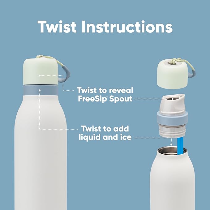 Owala FreeSip Twist Insulated Stainless Steel Water Bottle with Straw for Sports and Travel, BPA-Free, 24-oz, Blue Blue Jay