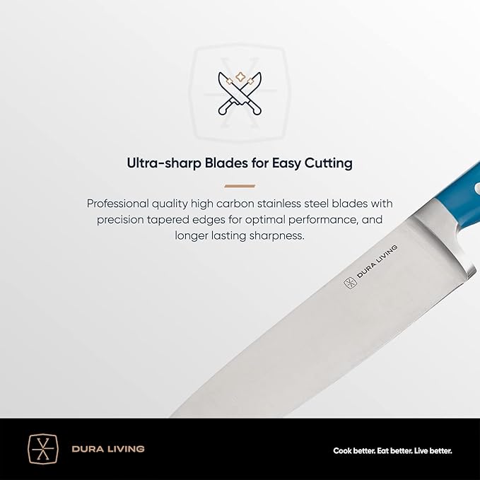 DURA LIVING 2-Piece Premium Kitchen Knife Set - Ultra-Sharp 5" Utility Knife & 3.5" Paring Knife, High Carbon Stainless Steel, Forged for Precision, Multipurpose Cooking Knives with Ergonomic Handles