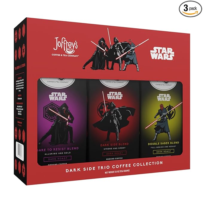 Joffrey's Coffee - STAR WARS™ Dark Side Trio Coffee Collection, STAR WARS Licensed Collection, Artisan Dark Roast, Bold & Smooth Taste, Brew or French Press (Ground, 3-pack)