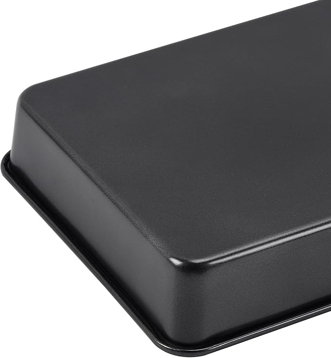 Nonstick Roasting Pan, Deep Baking Pan Set, Large Cake Pan Sets for Oven, 3-Piece Brownie Pan （Black）