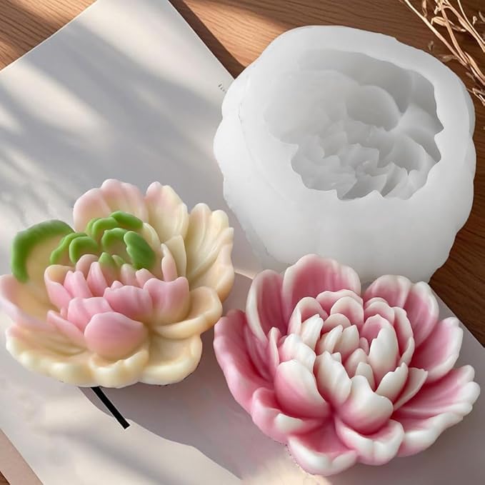 Love Heart Flower Candle Mold for Candle Making Cute 3D Molds for Candles Non-Stick Mould Chocolate Candies Dessert Flower Molds Silicone for Crafts Resin Soap Aroma Candles Mold Home Decoration
