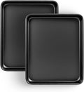 Toaster Oven Pans Set of 2, Shinsin 11-Inch Nonstick Baking Sheet Pans and Trays, 1/8 Thicker Replacement Small Baking Tray Accessories for Cookie, Non Toxic and Easy Clean and Diswasher Safe,Black