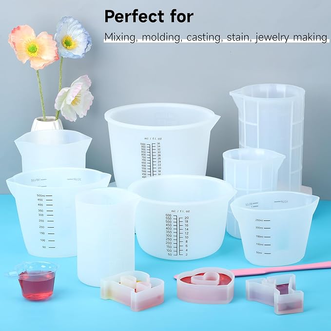 Gartful 450ml Large Silicone Measuring Cups, 15OZ Reusable Squeeze and Pour Resin Cups for Epoxy, Casting Molds, Slime, Craft Art Projects, Cup Making, Waxing, 2 Packs