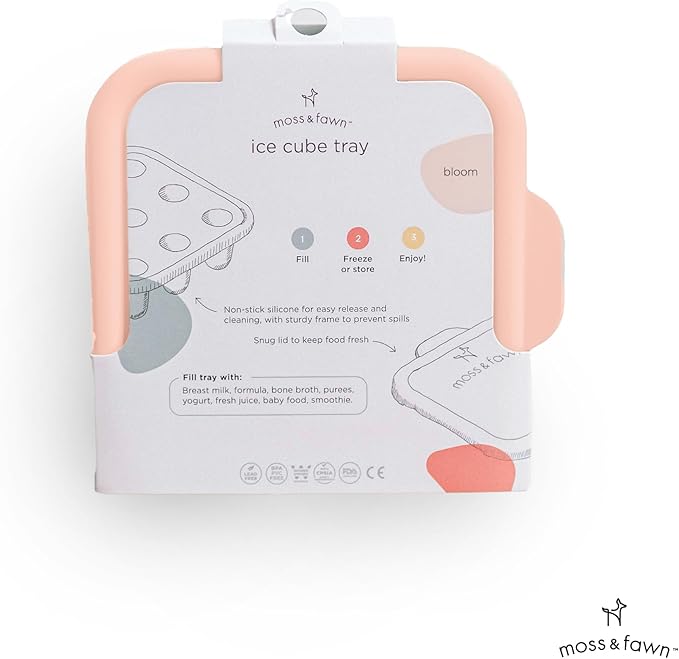 Moss and Fawn Ice Cube Tray - Forage Feeder Freezer & Teething Popsicle Mold for Breast Milk, Formula, Bone Broth, Purees, & Baby Food - BPA, Lead, & PVC-Free - Bloom