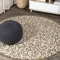 JONATHAN Y Vintage Filigree Indoor Outdoor Round Area Rug 5 Ft Beige/Brown, Madrid Textured Weave for Backyard, Patio, Porch, Easy-Cleaning, High Traffic, Pet-Friendly, Non-Shedding (SMB107B-5R) by JONATHANY
