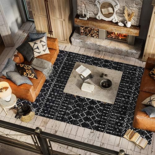 JONATHAN Y Boho Vintage Diamond Black/Ivory Indoor Area Rug 12X18 ft, Moroccan Hype for Living Room, Bedroom, Kitchen, Office, Easy-Cleaning, High Traffic, Pet-Friendly, Non-Shedding (MOH101D-18) - Image 3