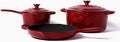 Larder & Vine 5-Piece Enameled Cast Iron Cookware Set - Includes 5.7 Quart Dutch Oven with Lid, 10.25 Inch Skillet, 2.2 Quart Saucepan with Lid (Cabernet)