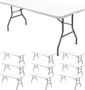 10 Pack Stretch Fabric Table Top Cap Cover, fits 6' Tables, Spandex Table Covers Washable Elastic Rectangle Tablecloth Protector for Indoor Outdoor Party Picnic Wedding, White, 30" W x 72" L