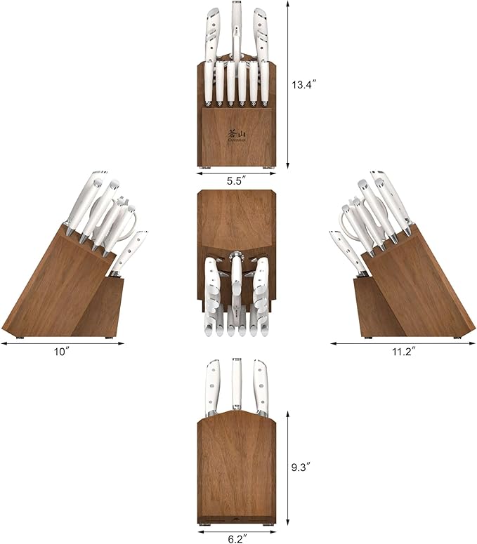 Cangshan Alps Series German Steel Forged 17-Piece Knife Block Set, Acacia (White)