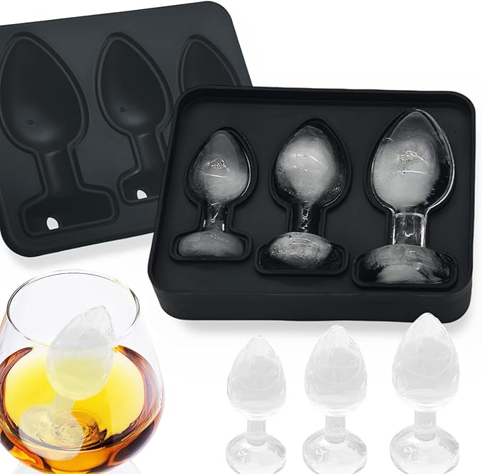 Adult Ice Cube Mold, Novelty Ices Cube mold Fun Shapes with Lid, Ice Maker for Whiskey,Cocktails,Party（Black）