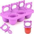 Sakolla Baby Popsicle Molds Mini 6-Cavity Silicone Ice Pop Mold with Sticks Breastmilk Popsicle Molds for Teething Relief Toddler Popsicle Mold for Ice Cream Frozen Yogurt and Fruit Juice (Purple)