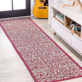 JONATHAN Y Vintage Filigree Indoor Outdoor Runner Rug 2X8 Light Gray/Fuchsia, Madrid Textured Weave for Backyard, Patio, Porch, Easy-Cleaning, High Traffic, Pet-Friendly, Non-Shedding (SMB107I-28) by JONATHANY