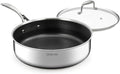 DELUXE Hybrid Ceramic Nonstick 5 Qt Deep Sauté Pan with Lid, Stainless Steel Skillet with Stay-Cool Handles, Dishwasher and Oven-Safe, PFOA Free Deep Frying Pan, Compatible with All Cooktops