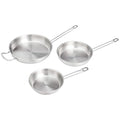 Amazon Basics 3-Piece Stainless Steel Aluminum-Clad Fry Pan Set with 8", 9 1/2", and 12"