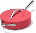 Nonstick Ceramic Sauté Pan with Lid (4.5 qt, 11") Deep Frying Pan for All Cooktops Non Toxic Skillet PTFE/PFAS Free Dishwasher & Oven Safe up to 500°F w/Stainless Steel Handle, Fusion Red
