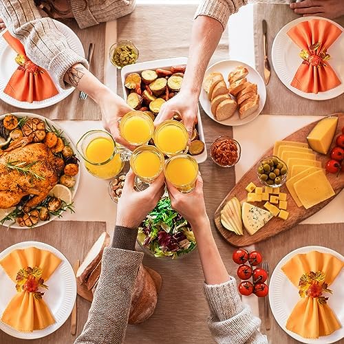 Fall Thanksgiving Decorations Set of 16, Fall Cloth Napkins & Napkin Rings - Image 5