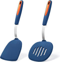 To encounter 2 Pieces Silicone Spatula set, Non-Stick Turner Spatulas, Heat Resistant Silicone Cooking Flipper for Eggs, Fish, Pancakes, Navy Blue