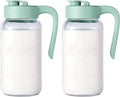 Mason Jar Pitcher - Airtight & Leakproof Glass Pitcher with Lid[set of 2], Perfect for Breastmilk, Cold Brew, and Sun Tea, 2 Quart (64 oz) Mason Jar with Pour Spout Lid