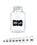 Bormioli Rocco Glass Fido Jars - 135.¼ Ounce - 4 Liter, with hinged hermetically Sealed Airtight lid for Fermenting, Canning, Preserving, With Exclusive Paksh Novelty Chalkboard Labels Set (1 Pack)