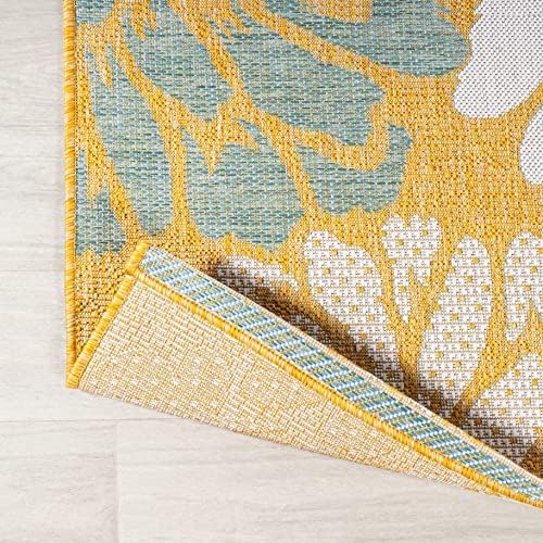 JONATHAN Y Floral Textured Weave Indoor Outdoor Area Rug 4X6 Yellow/Cream, Zinnia Modern for Backyard, Patio, Porch, Easy-Cleaning, High Traffic, Pet-Friendly, Non-Shedding (SMB110G-4) - Image 4