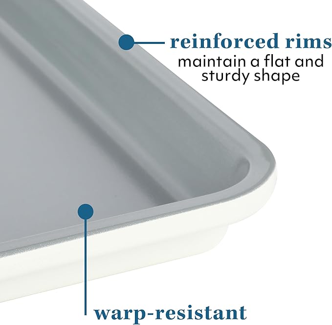 Sur La Table Kitchen Essentials Bake Sale 15 X 10 Inch PFOA, PFAS, PTFE Free Nonstick Cookie/Baking Sheet - Linen White