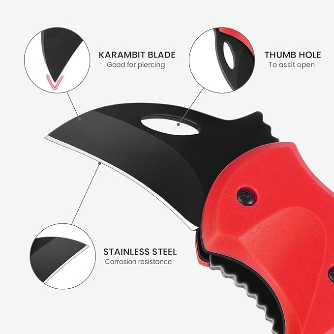 Cool Folding Knife Box Cutter, Small Pocket Knife for Men with 1.34 inch Sharp Blade, EDC Knives Tool for Everyday Carry, Great Gift for Women Men (Red)