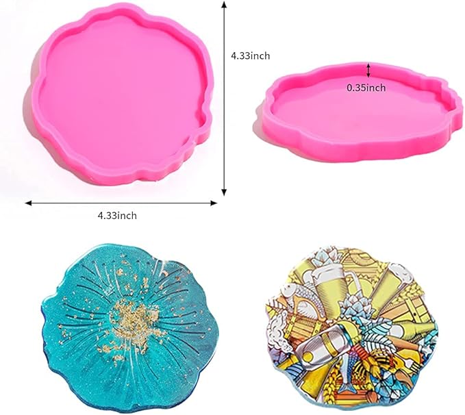 Coaster Resin Epoxy Molds for Casting Irregular Wave Shape Silicone Geode for Making Cup Mats Agate Coaster Mold Wine Glass Holder Home Decor DIY Craft Project
