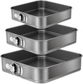 Springform Cake Pan Set of 3 (9.5, 10, 11 Inch) Square Baking Pans Nonstick Cheesecake Pans with Removable Bottom Bakeware for Cake, Cheesecakes, Pizza, and Quiches