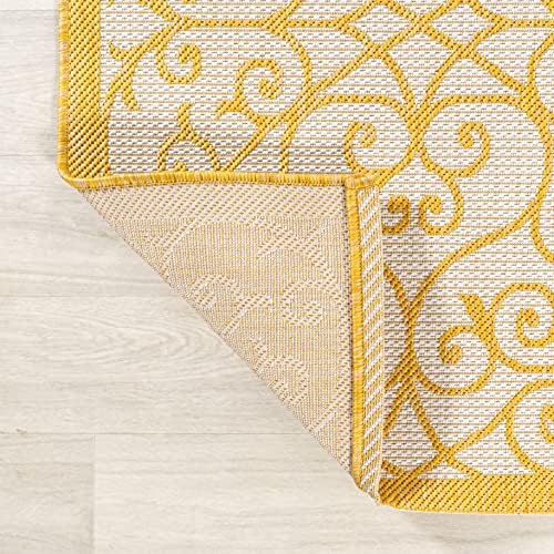 JONATHAN Y Vintage Filigree Indoor Outdoor Area Rug 8X10 Cream/Yellow, Madrid Textured Weave for Backyard, Patio, Porch, Easy-Cleaning, High Traffic, Pet-Friendly, Non-Shedding (SMB107D-8) - Image 5