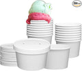 [250 Sets White Paper Food Containers With Vented Lids, To Go Hot Soup Bowls, Disposable Ice Cream Cups (8oz)