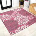 JONATHAN Y Floral Textured Weave Indoor Outdoor Square Area Rug 5X5 Fuchsia/Light Gray, Zinnia Modern for Backyard, Patio, Porch, Easy-Cleaning, High Traffic, Pet-Friendly, Non-Shedding (SMB110F-5SQ) by JONATHANY