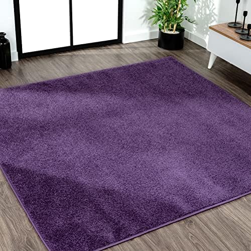 JONATHAN Y Haze Solid Low-Pile Purple 6x6 Square Indoor Area Rug, Coastal,Bohemian,Minimalist,Classic, Easy-Cleaning for Living Room,Bedroom,Kitchen,Pet Friendly,Non-Shedding (SEU100N-6SQ) by JONATHANY