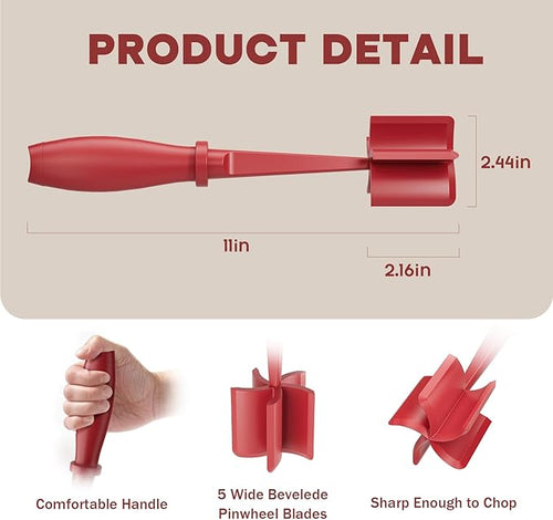 2 Pcs Meat Chopper, Upgrade Hamburger Grinder, Premium Heat Resistant Meat Masher for Ground Beef, Ground Turkey and More, Non Stick Mix Chopper, Hamburger Smasher Safe-Red
