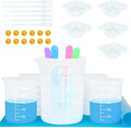 Creahaus Silicone Measuring Cups Tool Kit for Resin, Non-Stick 250 & 100ml Epoxy Mixing Cups, Reusable Resin Supplies with Silicone Mat, Stir Sticks, Pipettes, Cups for Molds, Jewelry Making