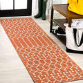 JONATHAN Y Moroccan Geometric Indoor Outdoor Runner Rug 2X8 Orange/Cream, Ourika Textured Weave for Backyard, Patio, Porch, Easy-Cleaning, High Traffic, Pet-Friendly, Non-Shedding (SMB108P-28) by JONATHANY
