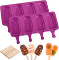 WMKGG Popsicles Molds,Popsicle Silicone Molds Set, 2 PCS Ice Cream Molds with 50 Wooden Sticks for Cake Pop, Ice Pop, Cakesicles (Standard Size/Rose Red)