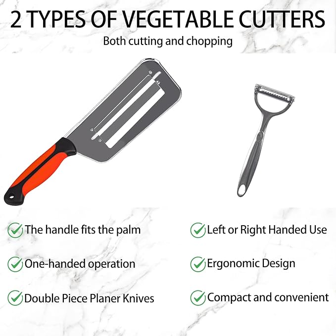 Julian Peeler for Vegetable, Multifunctional Vegetable Cutter Set – Stainless Steel Double-Layer Slicer with Julienne Peeler for Cabbage, Carrots, Potatoes – Kitchen Prep Tool Combo