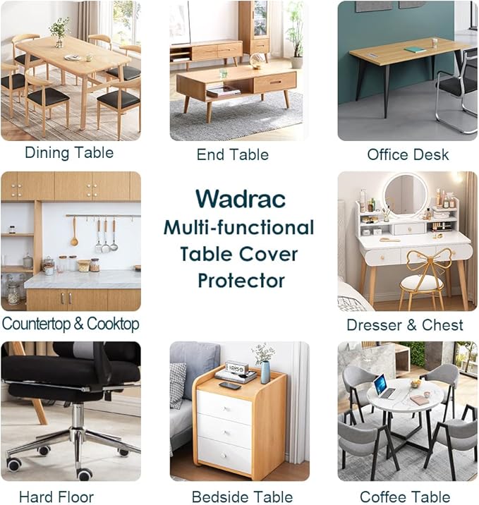 Clear Plastic Table Protector PVC Table Cloth Rectanglar Wipeable Vinyl Wooden Furniture Protective Desktop Cover Waterproof Coffee Dining Room Tabletop Floor Protection Meeting Desk Pad 32x96 or 90"