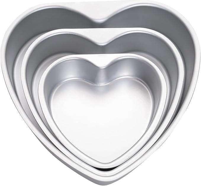 Heart Shaped Cake Pan Aluminum Cake Pans Heart Cake Tin Baking Cake Mold for Valentine's Weddings Birthday Party (3, 6 inch,8 inch,10inch)