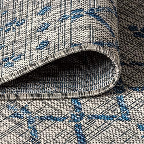 JONATHAN Y Moroccan Geometric Indoor Outdoor Square Area Rug 8X8 Light Gray/Navy, Ourika Textured Weave for Backyard, Patio, Porch, Easy-Cleaning, High Traffic, Pet-Friendly, Non-Shedding SMB108A-8SQ - Image 5