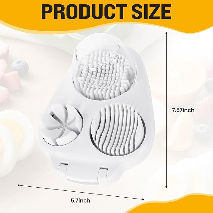 Nbippiooiwip 3-In-1egg Slicer For Hard Boiled Eggs,egg slicer 3 ways, grape cutter, Egg Slicer Kitchen Gadget, Fit Strawberry,Apple,Banana,Cherry,Tomato,grape,White