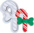 Flycalf Christmas Cookie Cutters Candy Cane Shapes with Plunger Stamps Holiday PLA Baking Accessories Cutter Molds Gifts Decorative Party 3.5" Kitchen Cake Supplies
